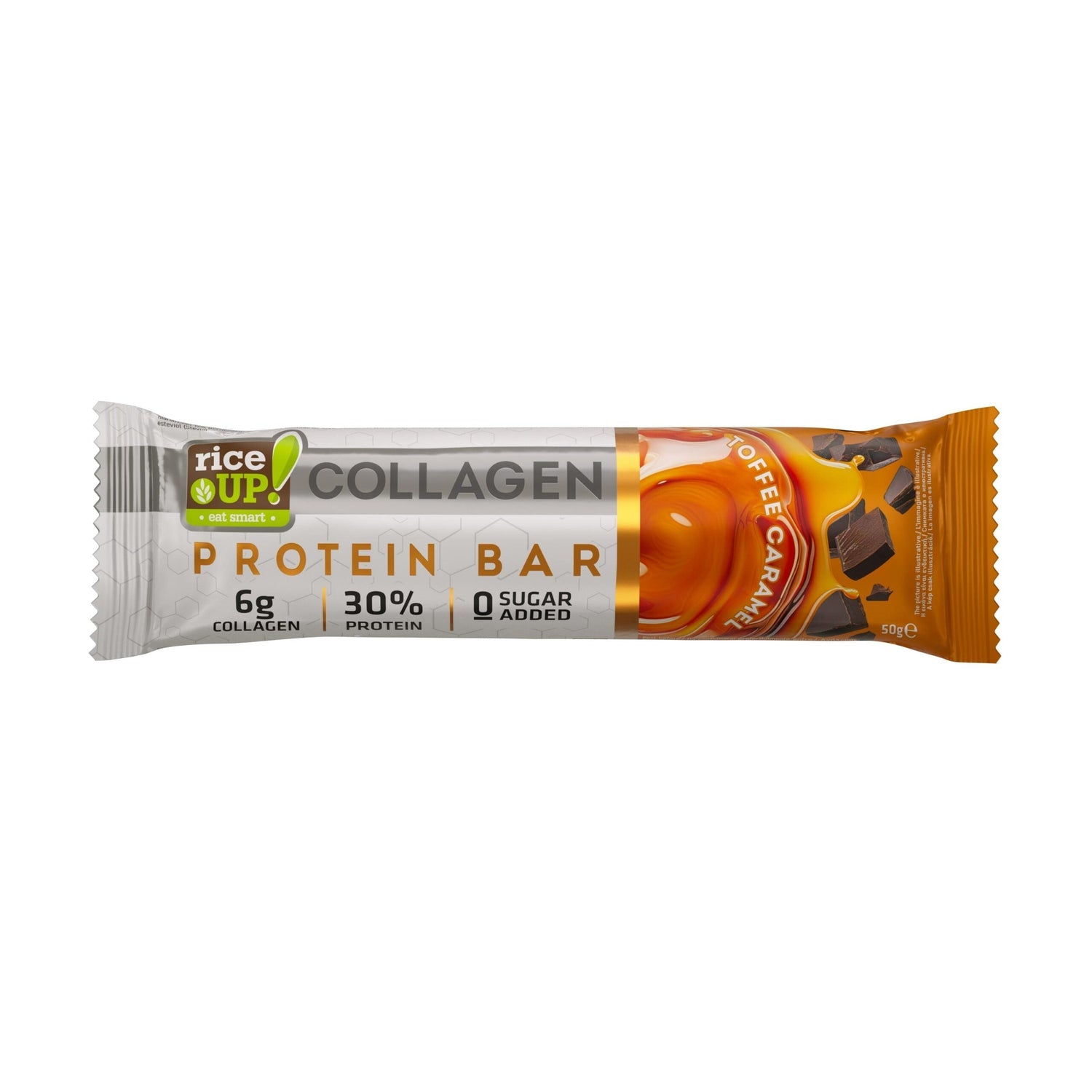 Protein Bar with 6g Collagen & No Added Sugar - 50g  RiceUP! - Nutra Best Bulgaria