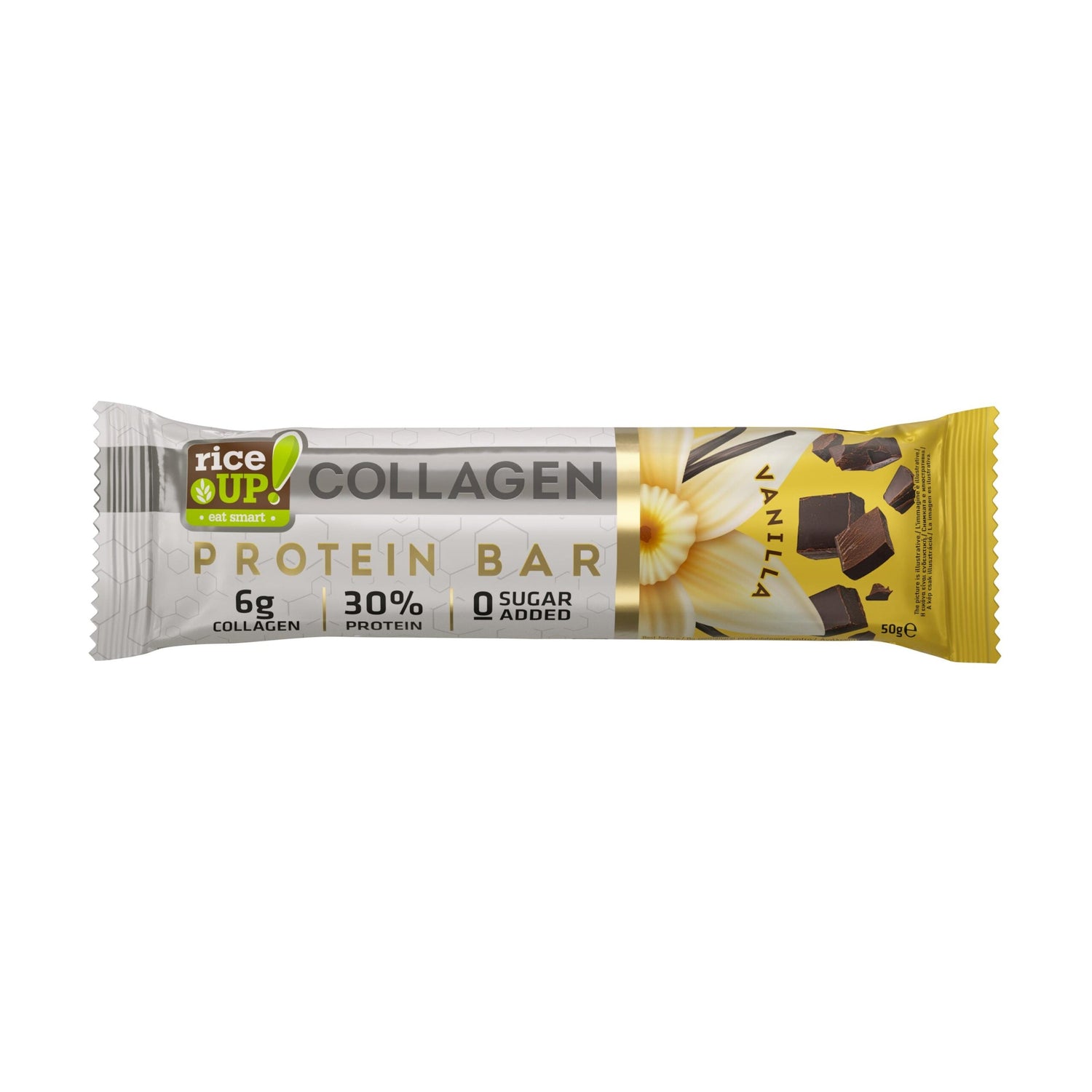 Protein Bar with 6g Collagen & No Added Sugar - 50g  RiceUP! - Nutra Best Bulgaria