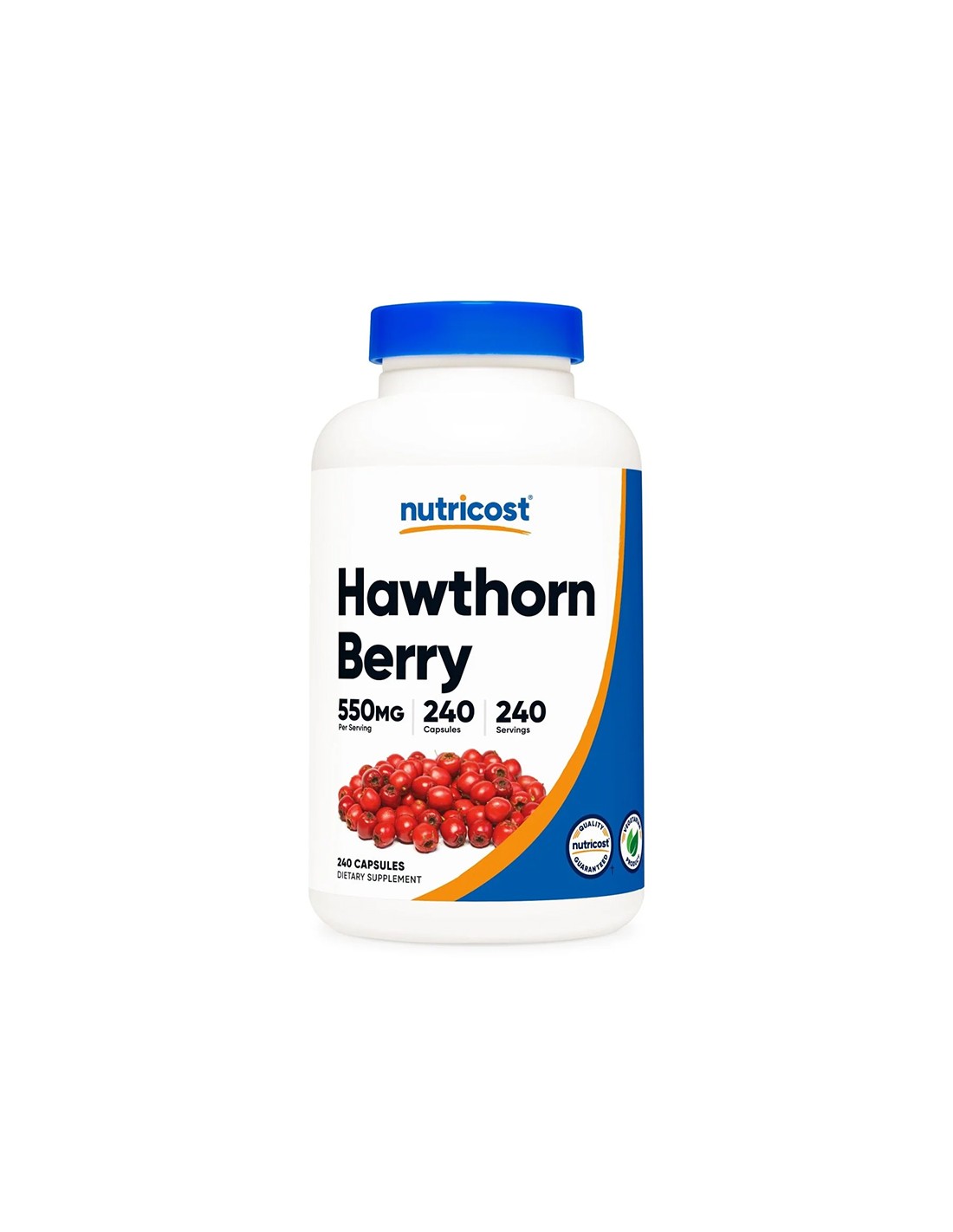 Сърце и нервна система - Глог (плод) 550 mg, 240 капсули  Nutricost - Nutra Best Bulgaria