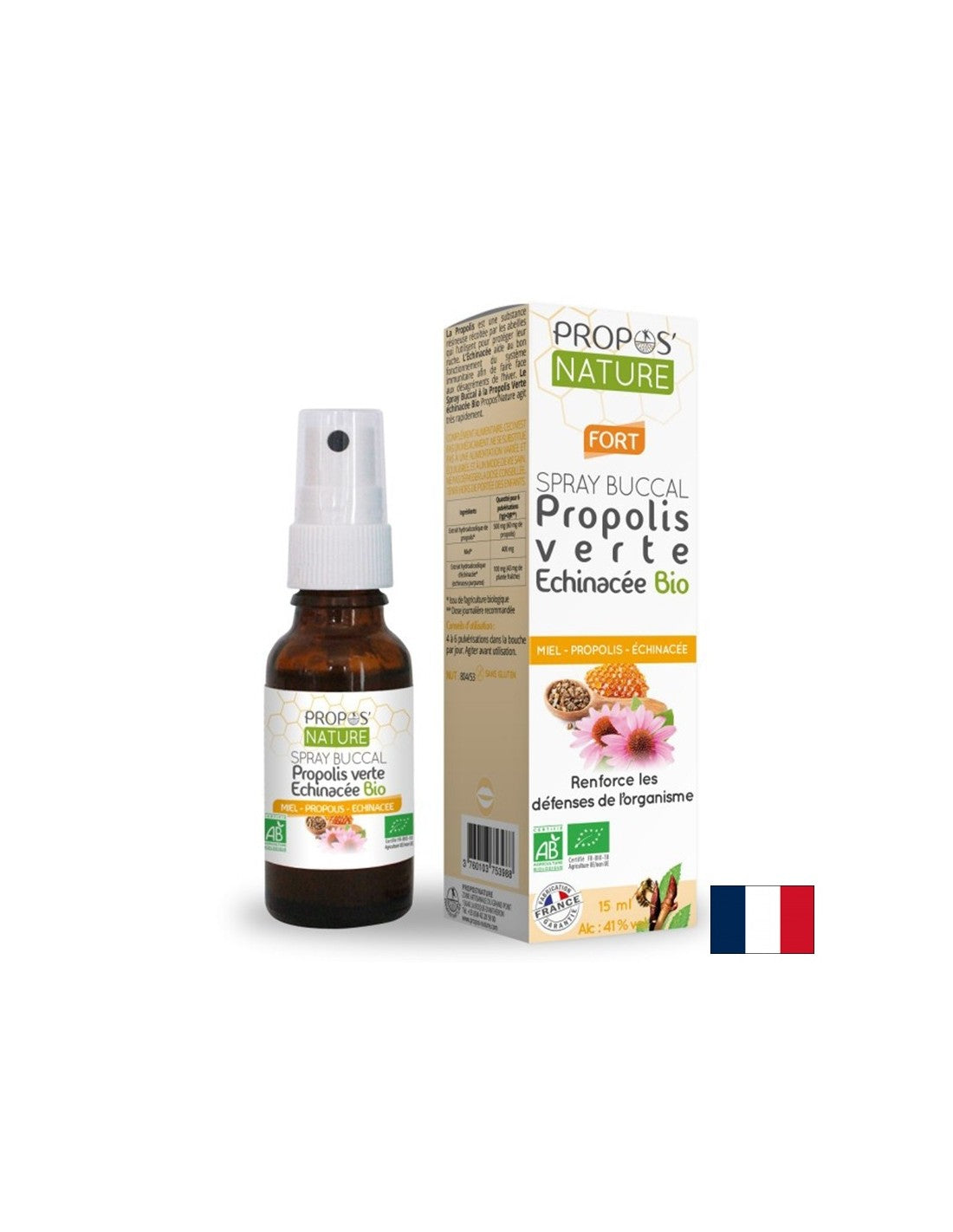 Спрей за гърло с екстракт от зелен прополис, пчелен мед + ехинацея БИО, 15 m  Propos Nature - Nutra Best Bulgaria