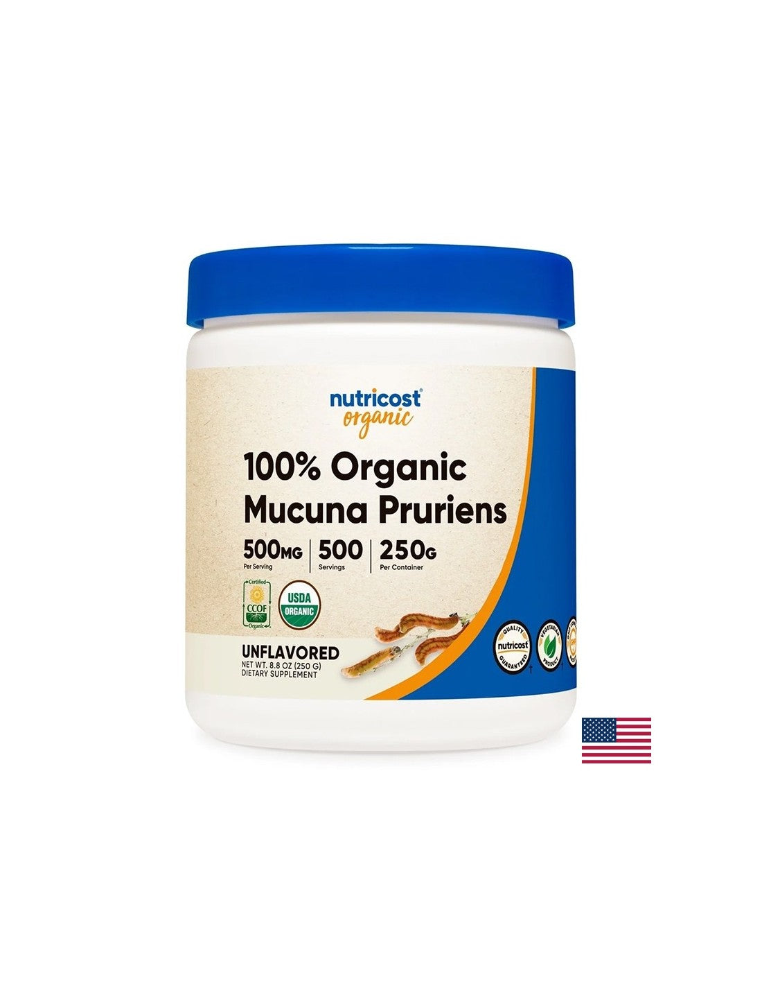 Стрес и безпокойство - Мукуна (Mucuna Pruriens) 400 mg, 250 g прах  Nutricost - Nutra Best Bulgaria