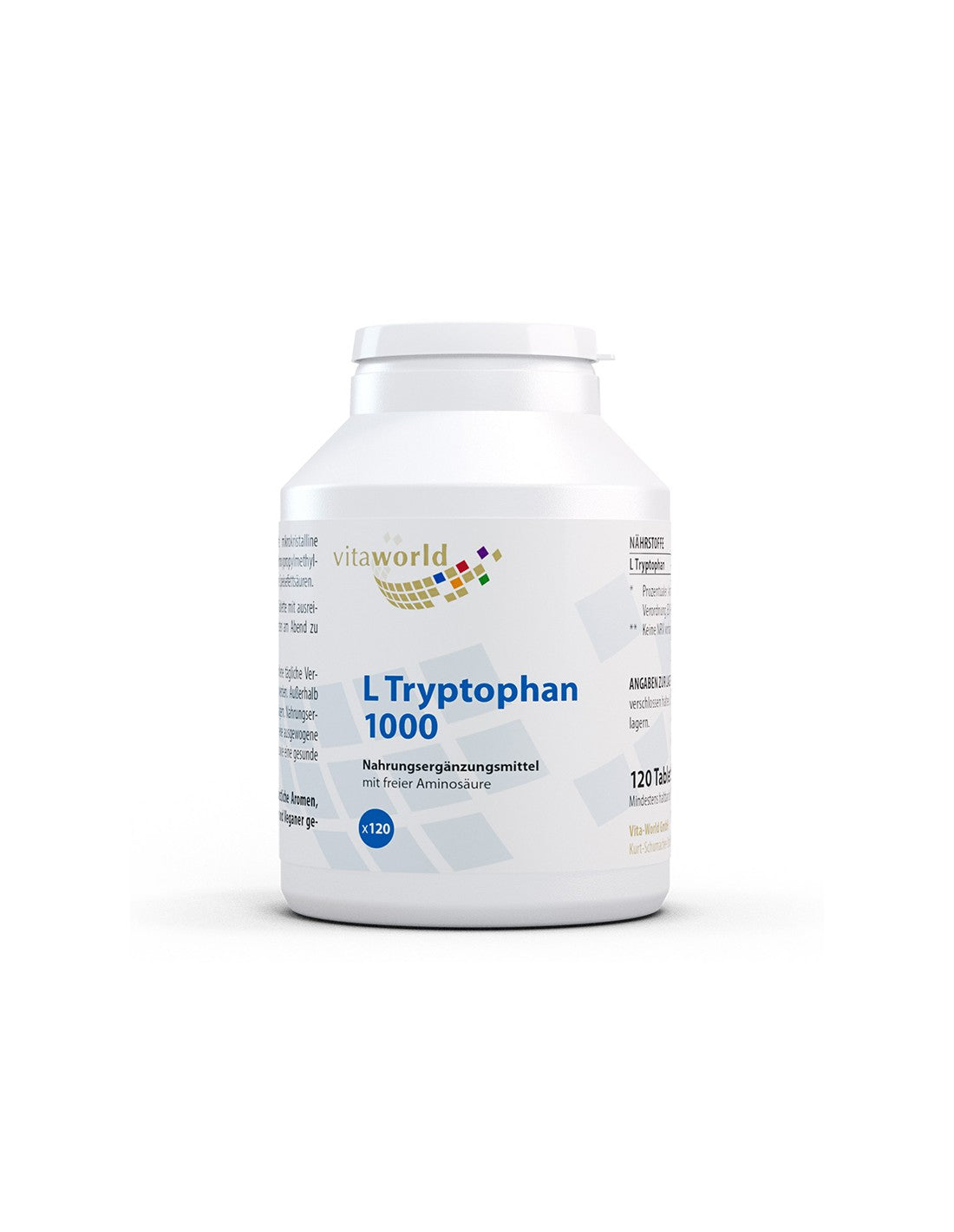 Стрес и безсъние - Л-Триптофан (L-Tryptophan), 1000 mg x 120 таблетки  Vita World - Nutra Best Bulgaria