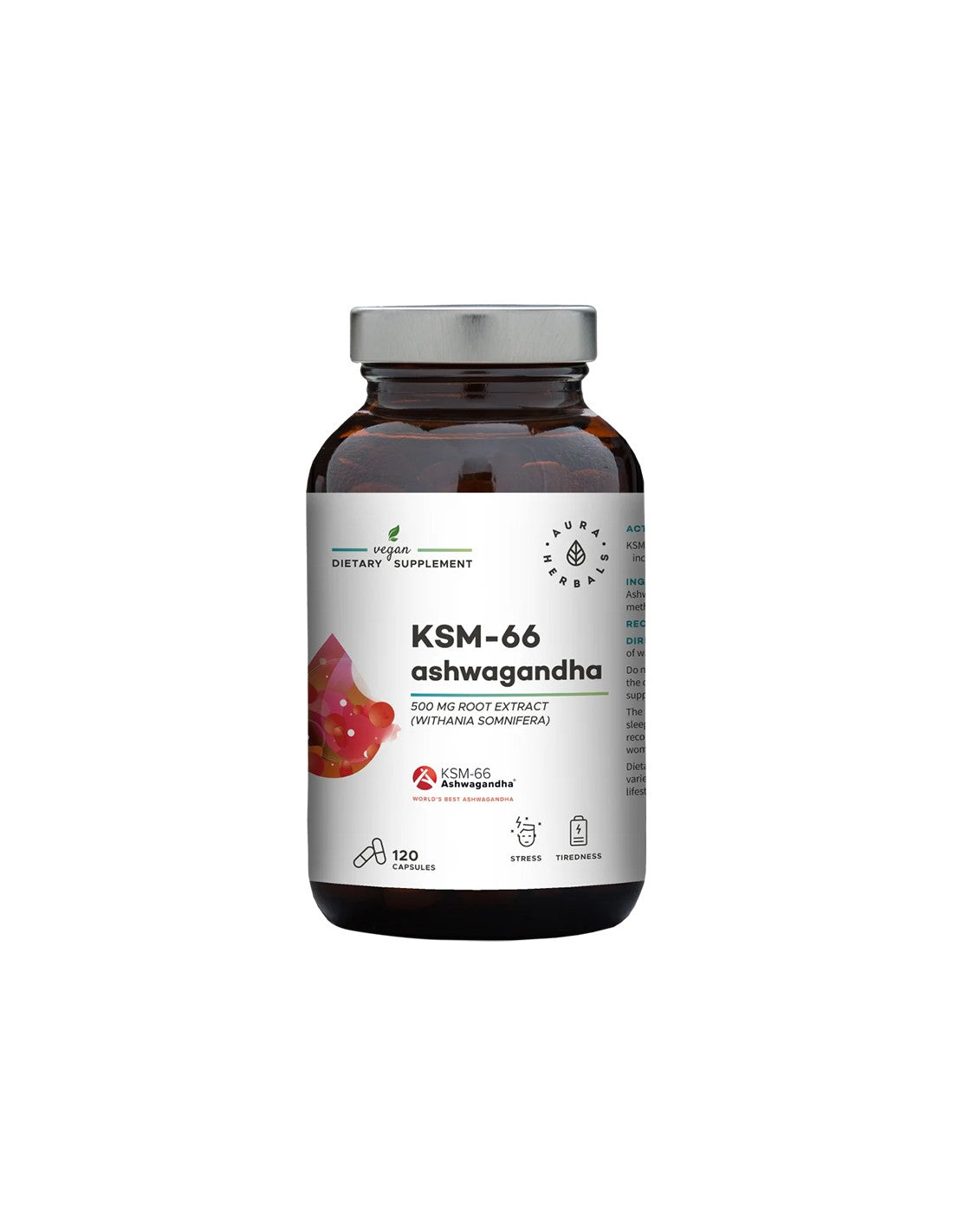 Стрес и добро настроение - Ашваганда (KSM-66), 200 mg х 120 капсули  Aura Herbals - Nutra Best Bulgaria
