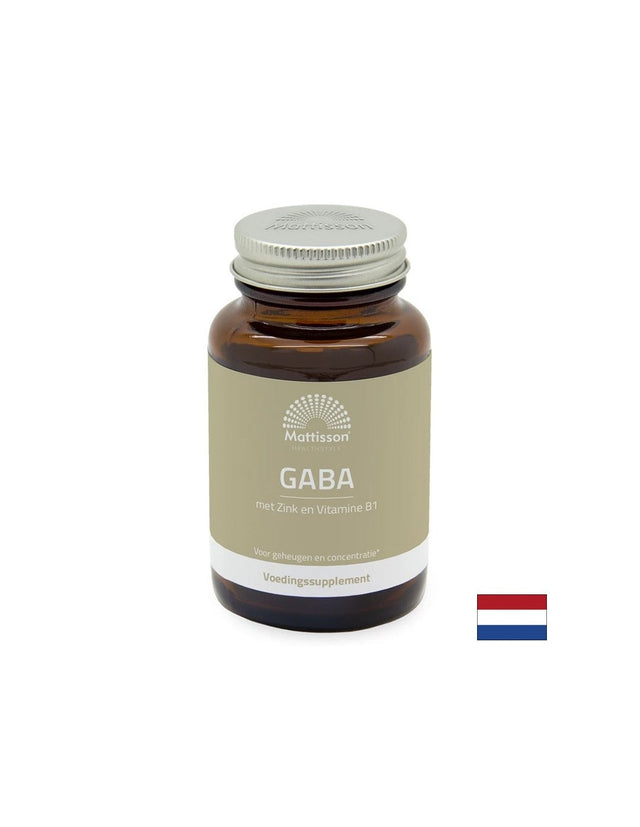 Стрес и добро настроение - ГАБА 1000 mg + Цинк и Витамин В1, 60 таблетки  Mattisson Healthstyle - Nutra Best Bulgaria