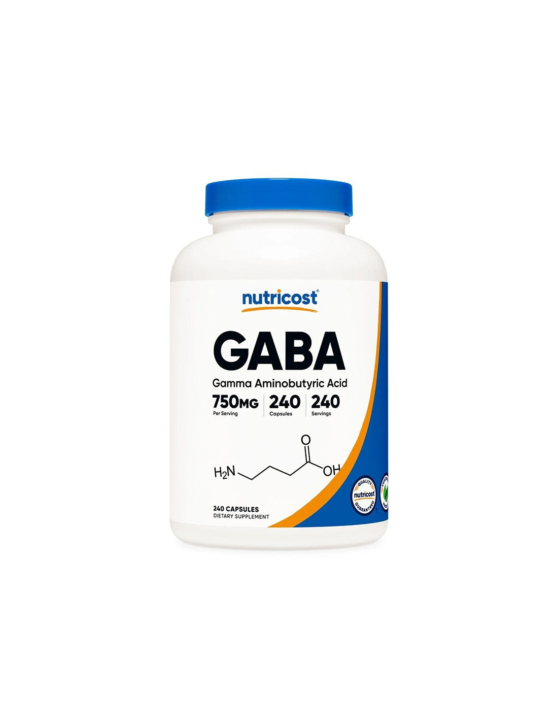 Стрес и добро настроение - Гама-аминобутирова киселина (GABA), 750 mg х 240 капсули  Nutricost - Nutra Best Bulgaria