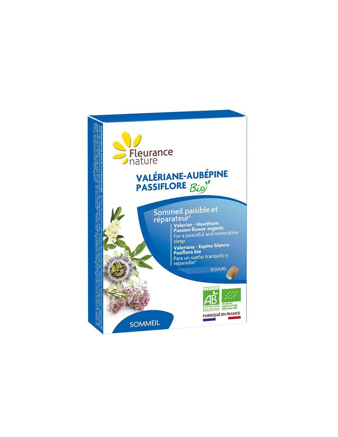 Стрес и добро настроение - Валериана, пасифлора и глог, 60 таблетки  Fleurance Nature - Nutra Best Bulgaria
