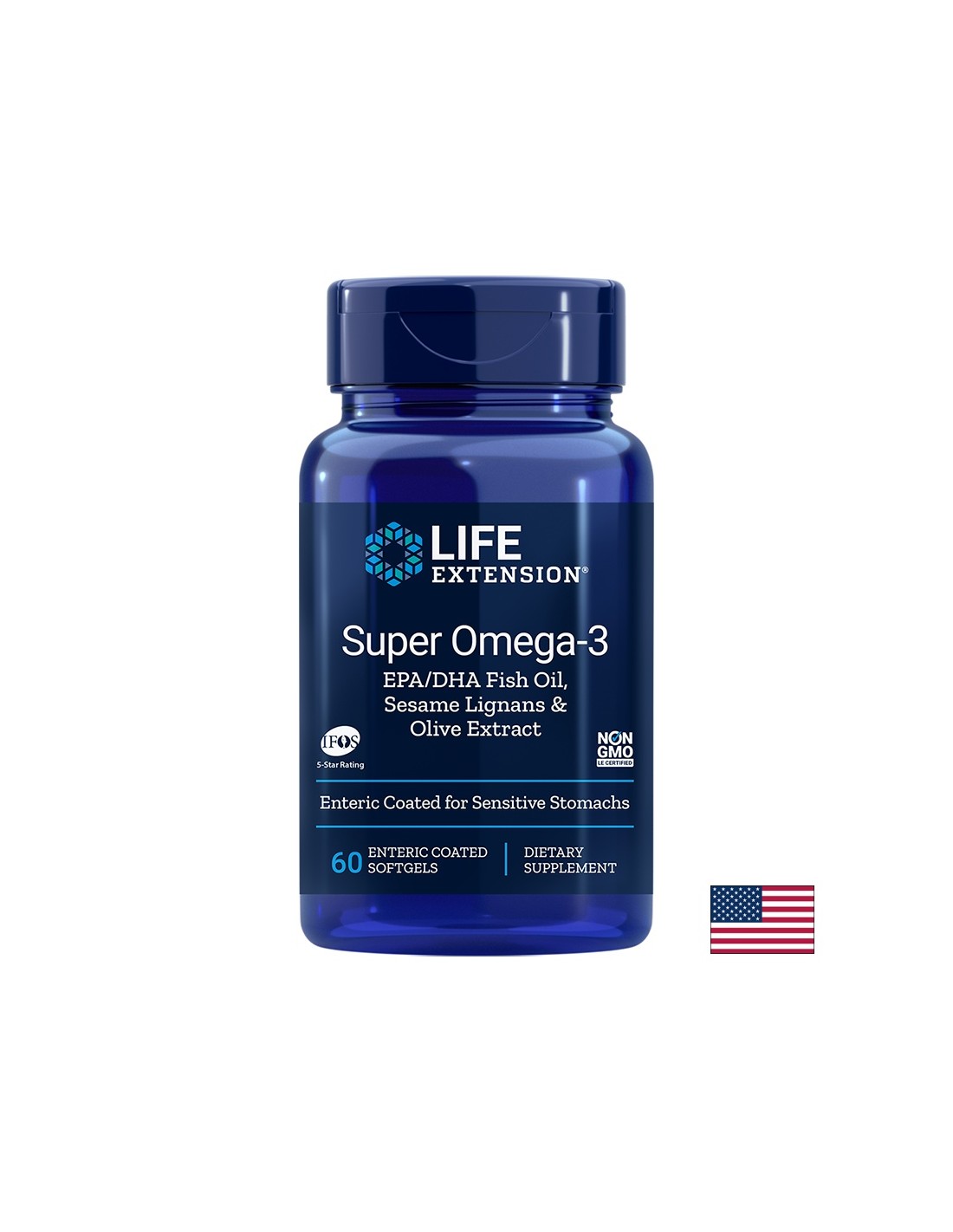 Super Omega-3 / Омега-3 от риба с добавени Лигнан от сусам и Маслина х 60 стомашно-устойчиви софтгел капсули  Life Extension - Nutra Best Bulgaria