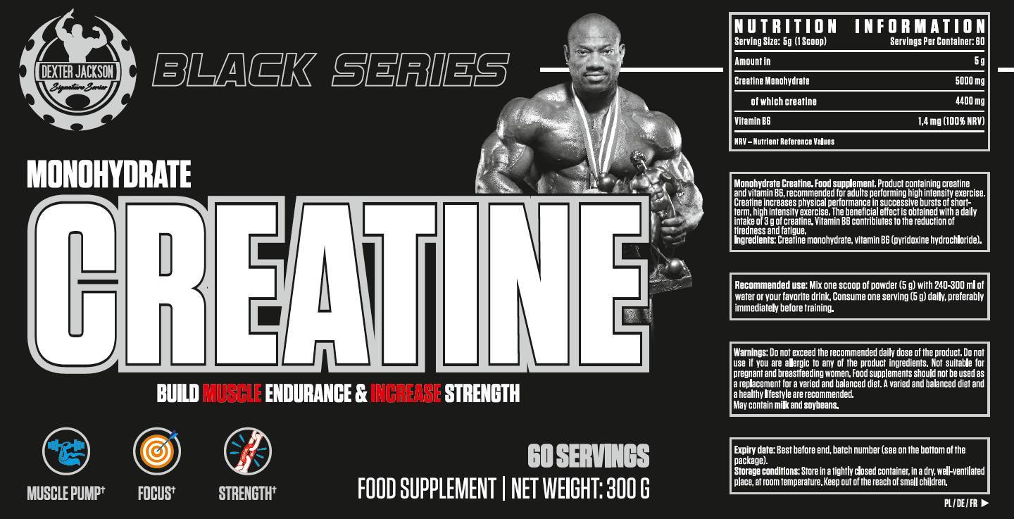 Black Series | Creatine Monohydrate with Vitamin B6 - 300 грама  Dexter Jackson Signature Series - Nutra Best Bulgaria