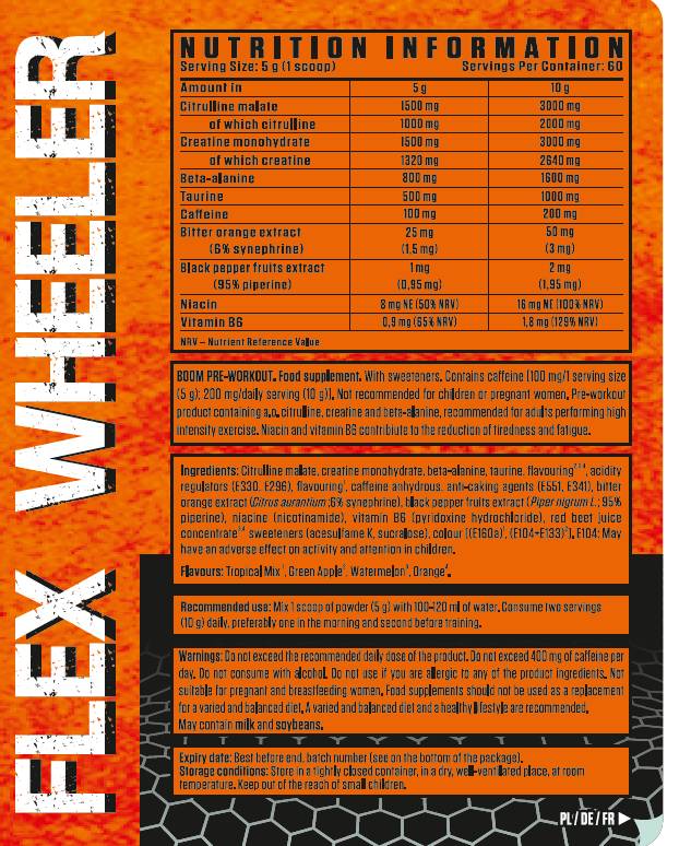 BOOM Pre-Workout Formula - 300 грама  Flex Wheeler Signature Series - Nutra Best Bulgaria