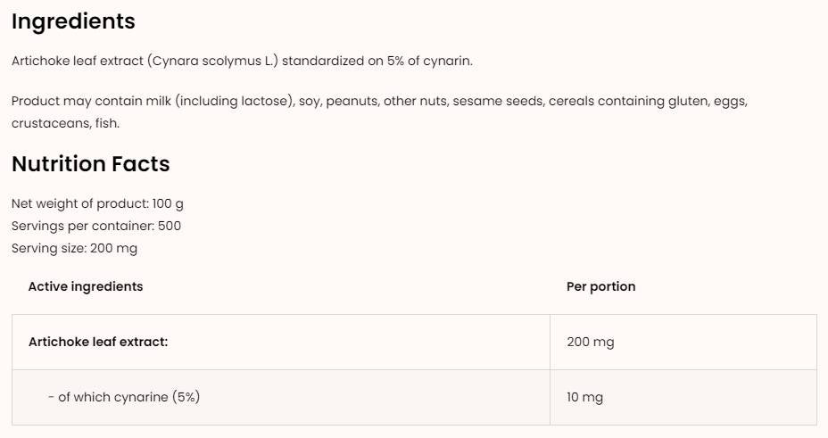 Artichoke Extract Powder 100 грама  OstroVit - Nutra Best Bulgaria