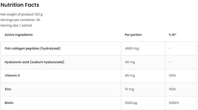 Marine Collagen & Hyaluronic Acid Powder | with Vitamin C - 200 грама  OstroVit - Nutra Best Bulgaria