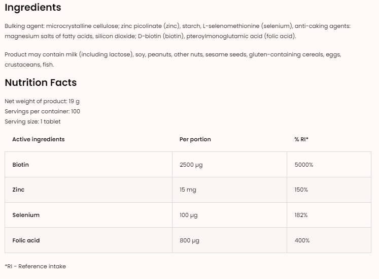 Biotin Plus 2500 mcg 100 Таблетки  OstroVit - Nutra Best Bulgaria