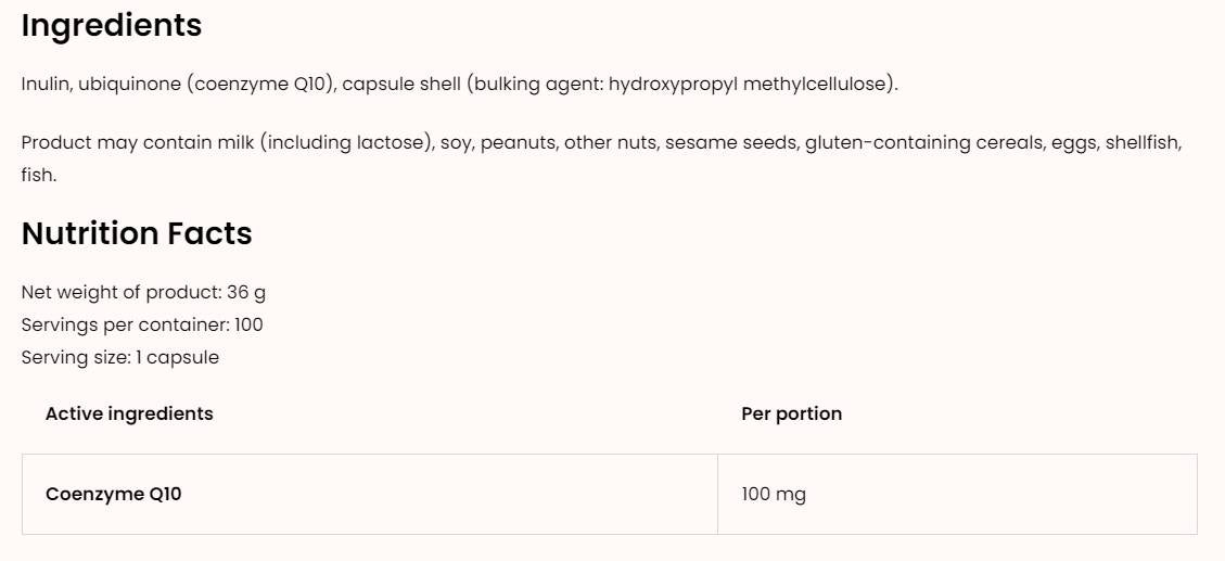CoQ10 / Ubichinon 100 mg 100 капсули  OstroVit - Nutra Best Bulgaria