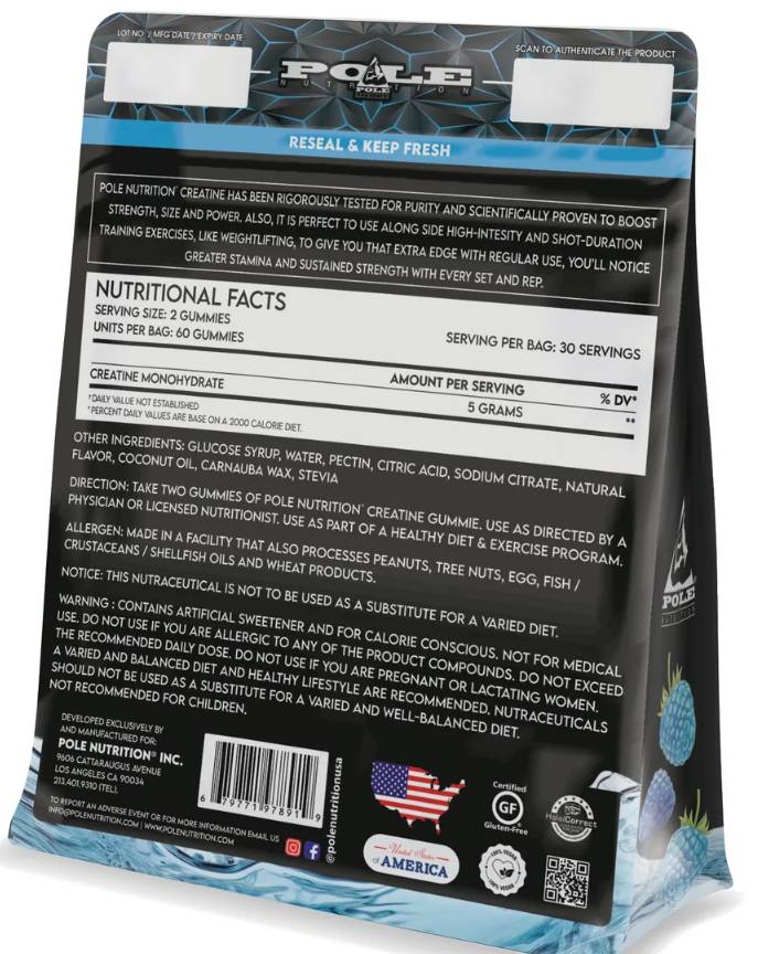 Creatine Gummies 5000 mg - 60 желирани бонбони  Pole Nutrition - Nutra Best Bulgaria