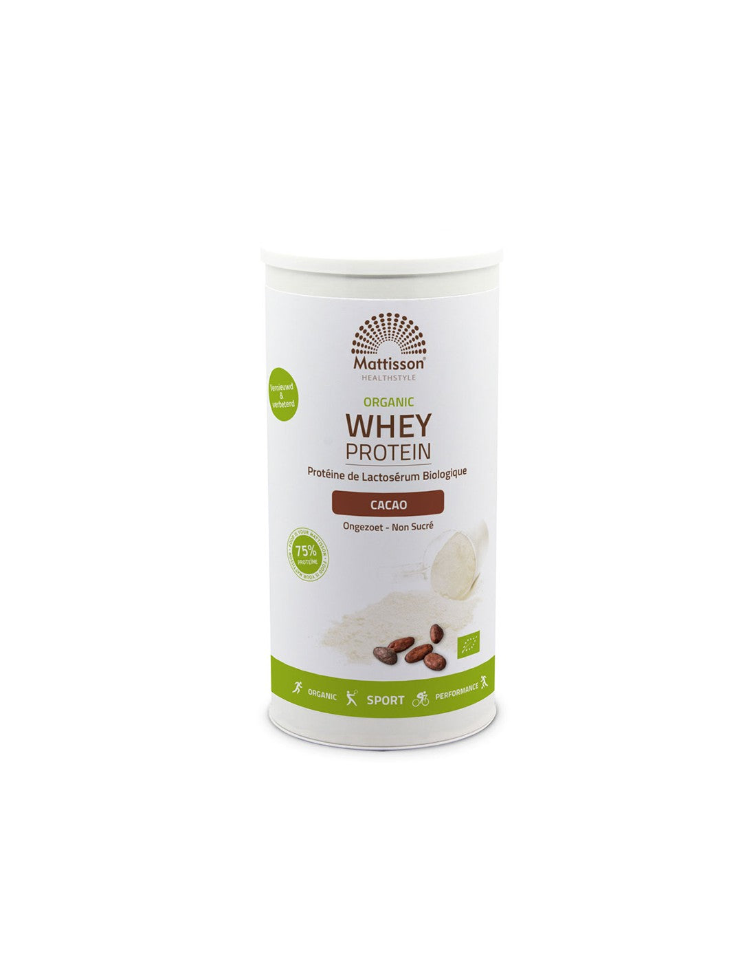 Суроватъчен протеин Organic, 450 g прах (с вкус на какао)  Mattisson Healthstyle - Nutra Best Bulgaria