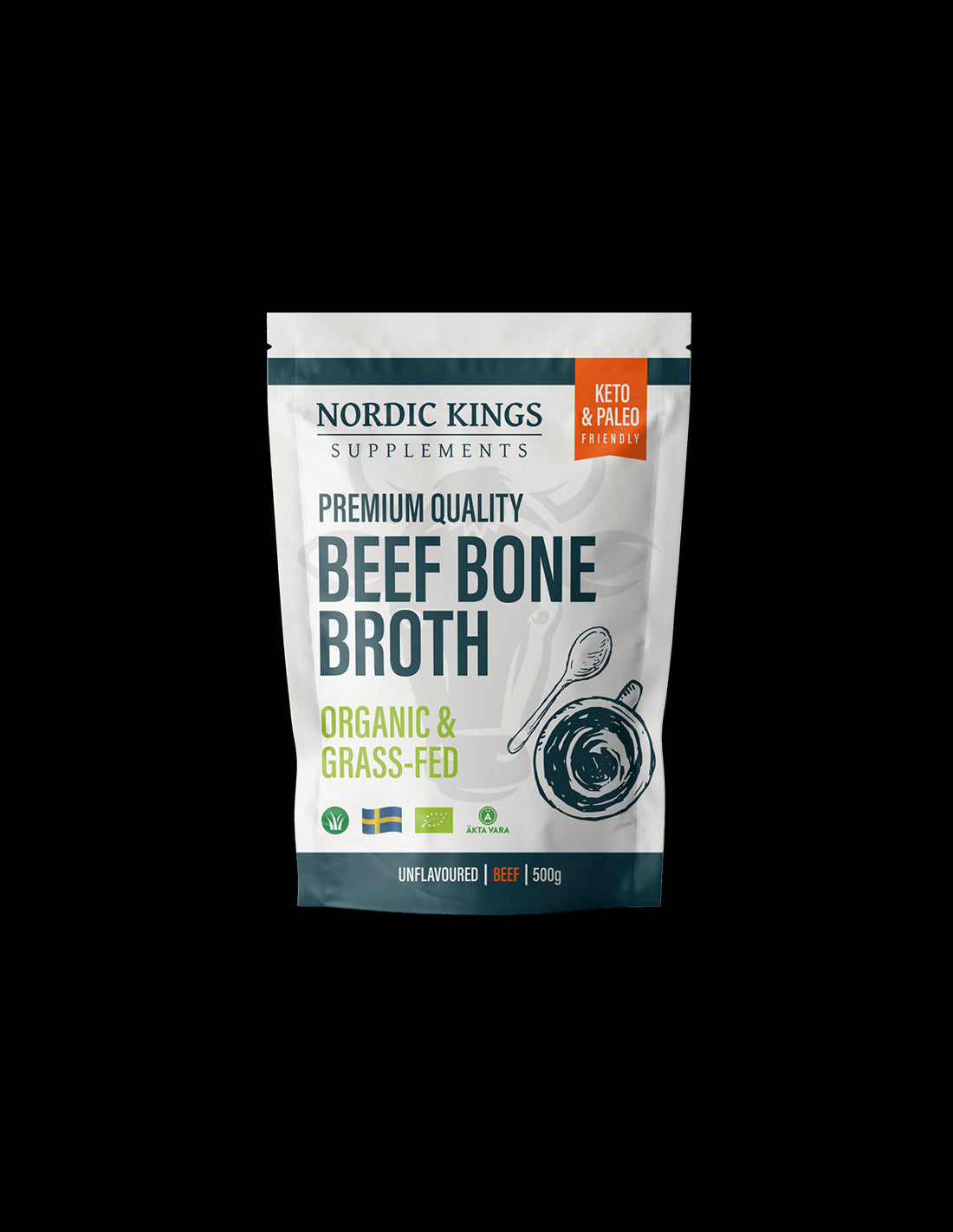 Телешки костен бульон, неовкусен (Organic), 500 g прах Nordic Kings  Nordic Kings - Nutra Best Bulgaria