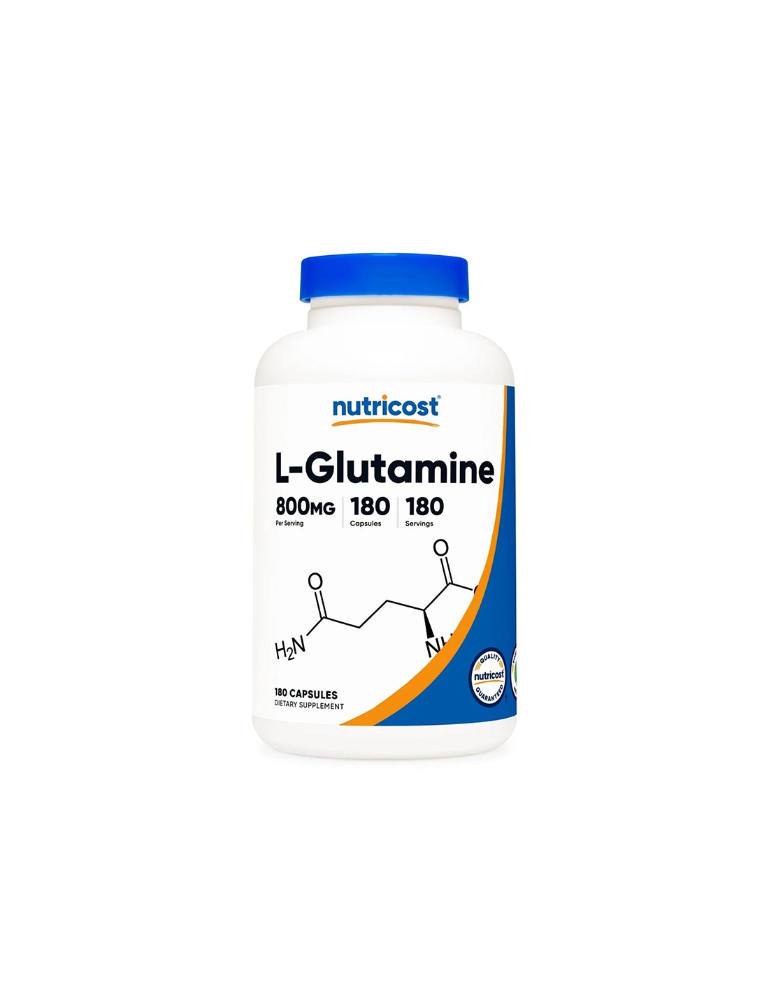 В подкрепа на мускулите и чревната функция - L-Глутамин, 800 mg х 180 капсули  Nutricost - Nutra Best Bulgaria
