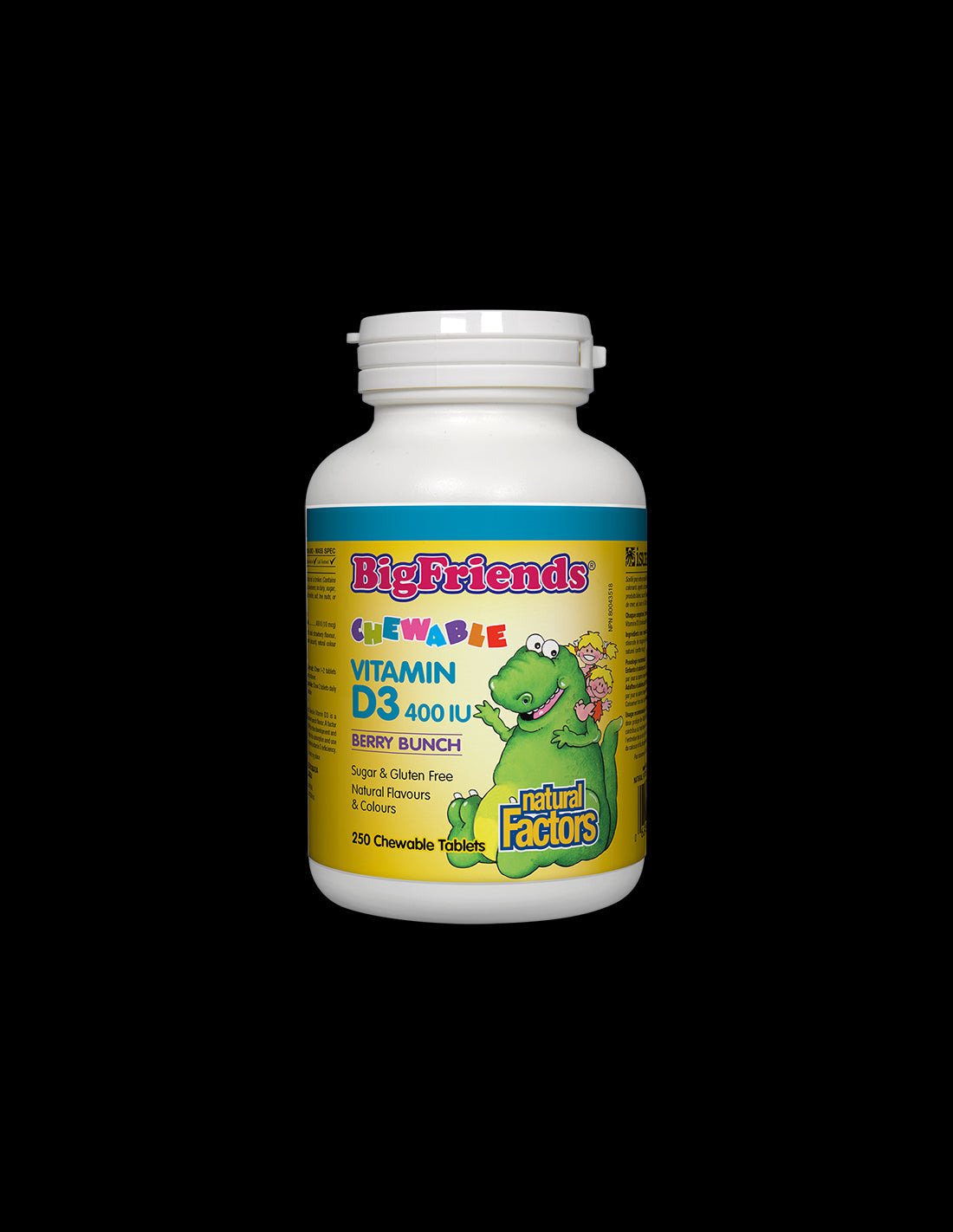 BigFriends Vitamin D3 for Kids 400 IU - 250 Дъвчащи таблетки  Natural Factors - Nutra Best Bulgaria