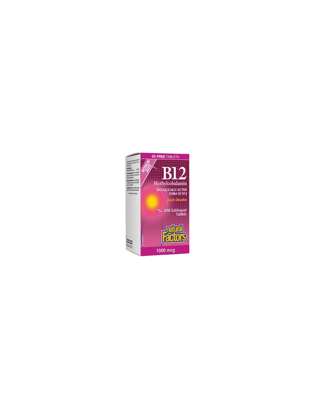 B12 Methylcobalamin/ Витамин В12 (метилкобаламин) x 210 сублингвални таблетки  Natural Factors - Nutra Best Bulgaria