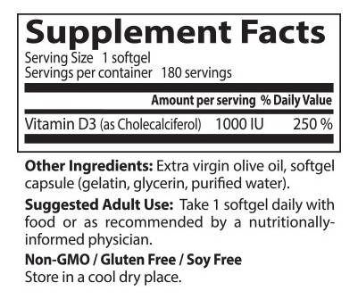 BEST Vitamin D3 1000 IU - 180 Гел капсули  Doctor’s Best - Nutra Best Bulgaria