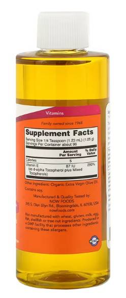 Vitamin E-Oil Liquid | Mixed Tocopherols - 118 мл  NOW Foods - Nutra Best Bulgaria