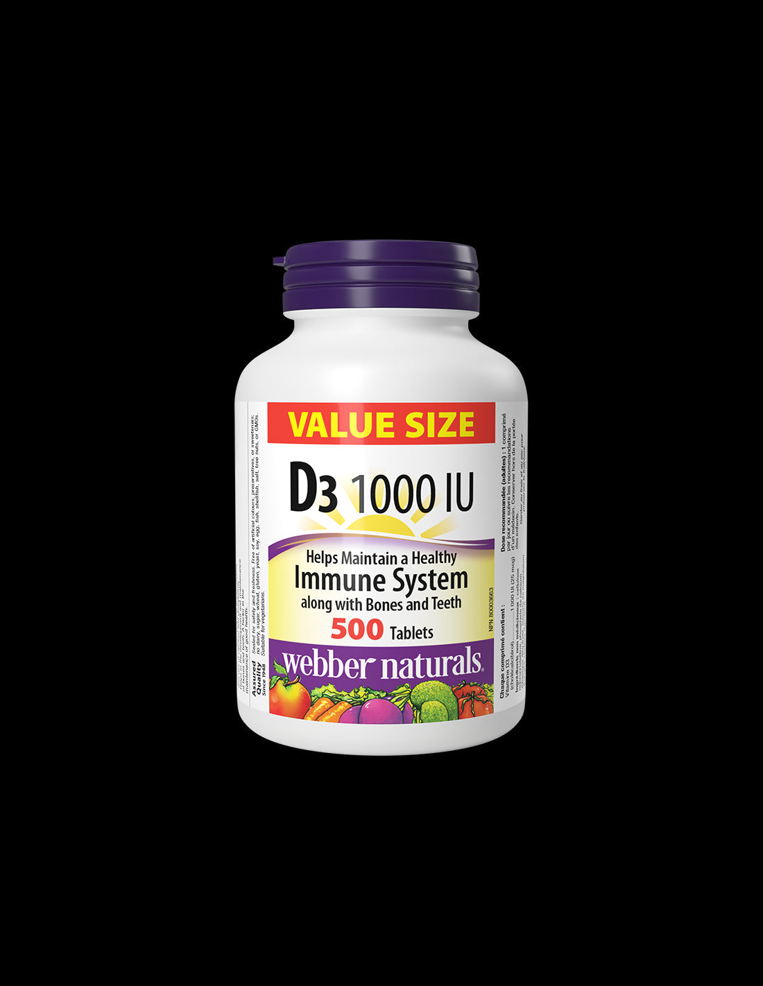 Здрави кости и силен имунитет - Витамин D3 1000 IU, 500 таблетки  Webber Naturals - Nutra Best Bulgaria