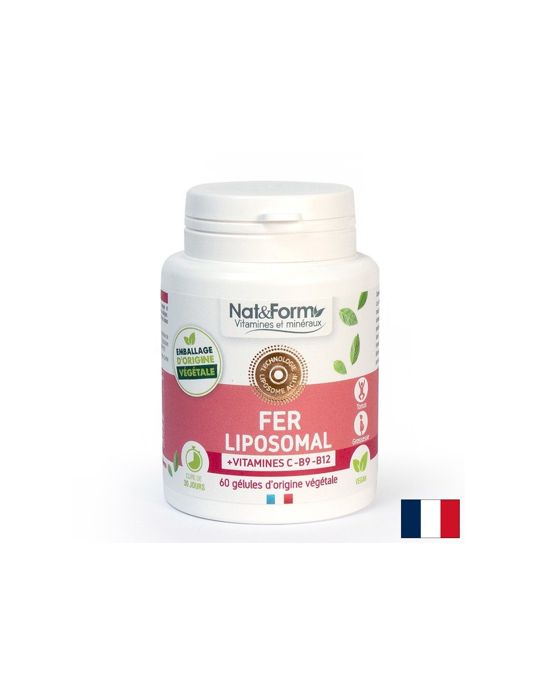 Желязо (липозомна формула) с витамин С, В12 и фолиева киселина, 60 капсули  Nat&Form - Nutra Best Bulgaria