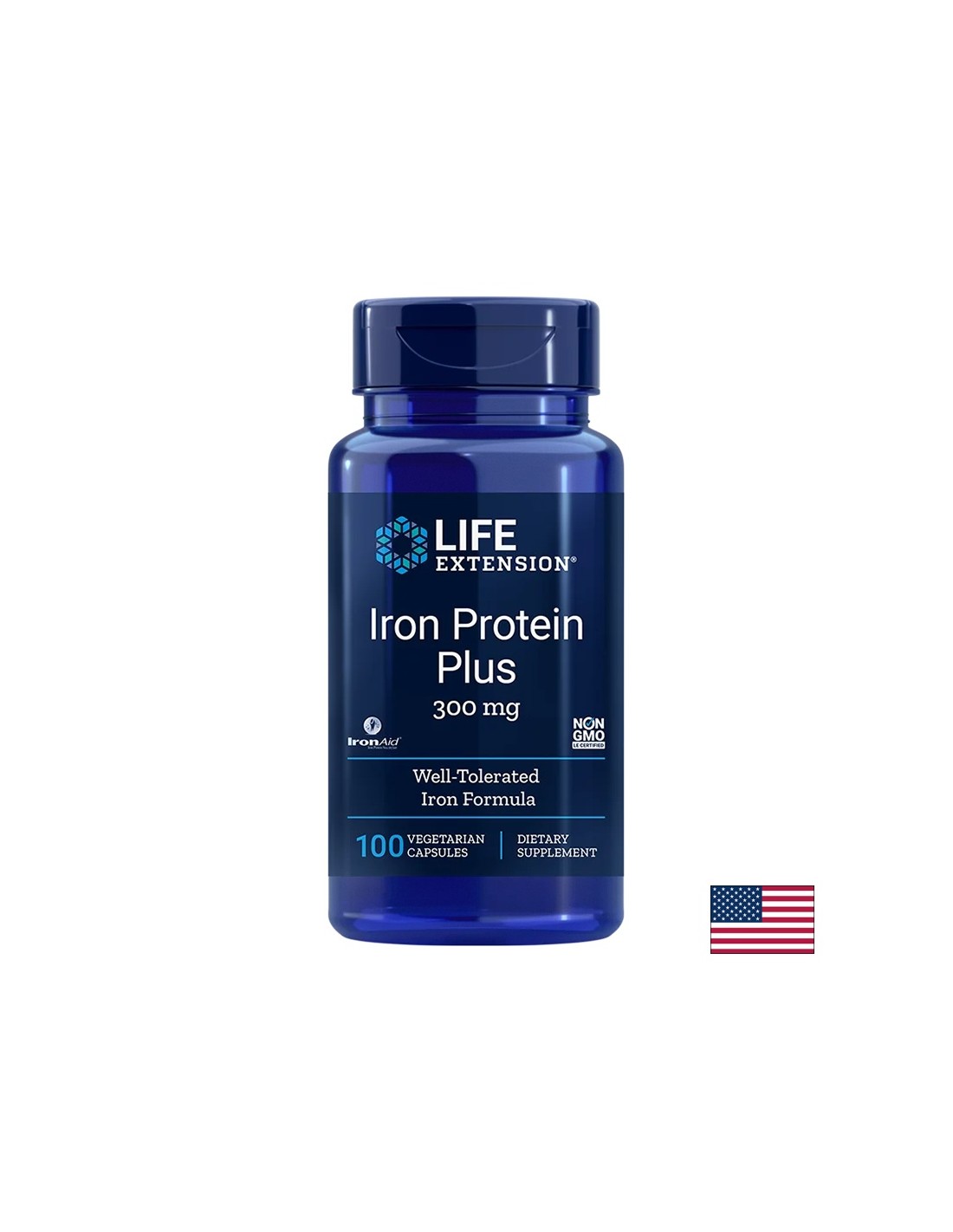Желязодефицитна анемия - Iron Protein Plus, 300 mg x 100 V капсули  Life Extension - Nutra Best Bulgaria