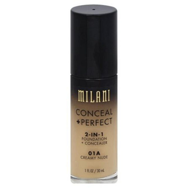 Milani, Conceal + Perfect, Матов, Течна основа и коректор 2-в-1, 01A, Creamy Nude, 30 мл
