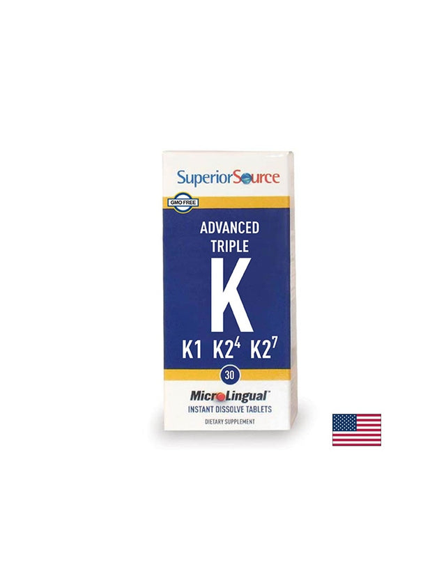 Витамин К (К1, К2 МК-4, МК-7) - Advanced Triple K, 30 сублингвални таблетки Superior Source  Superior Source - Nutra Best Bulgaria