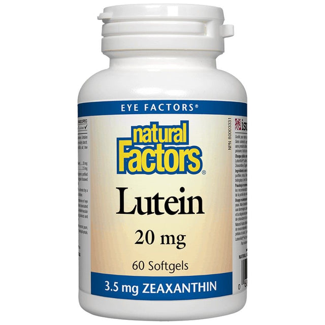 Lutein 20 mg | with Zeaxanthin - 60 Гел капсули  Natural Factors - Nutra Best Bulgaria