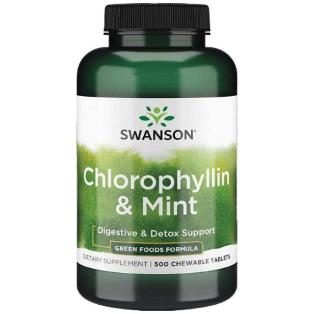 Chlorophyllin and Mint 500 Дъвчащи таблетки  Swanson - Nutra Best Bulgaria