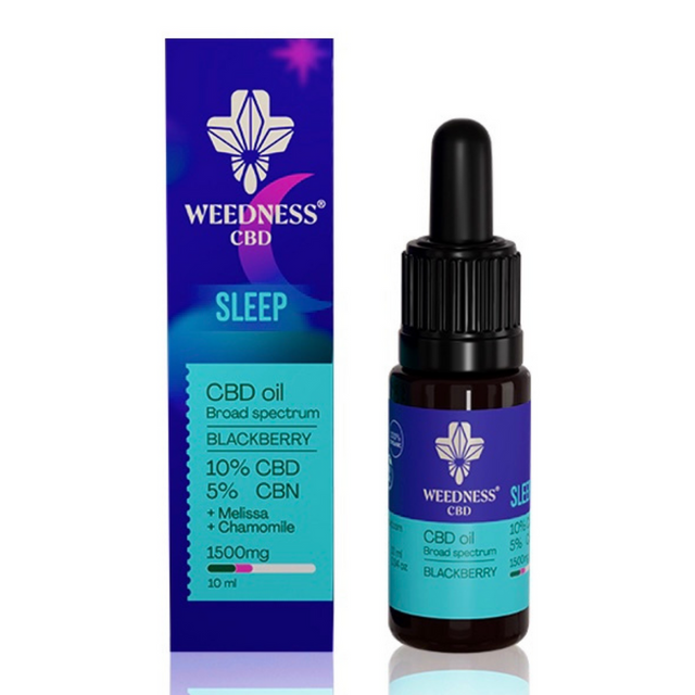 Сън СБД масло 10% + СБН 5% Широк спектър |Къпина (10ml)  Weedness - Nutra Best Bulgaria