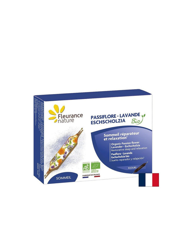 Релакс на нервната система - Пасифлора, Лавандула, Ешолция Био, 10 ампули за пиене Fleurance Nature  Fleurance Nature - Nutra Best Bulgaria