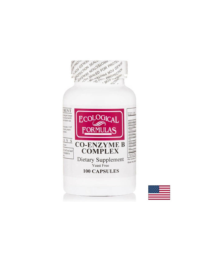 Коензимиран В-Комплекс - клетъчна енергия и метаболизъм - Супер биоактивни витамини от група В, 100 капсули  Ecological Formulas - Nutra Best Bulgaria