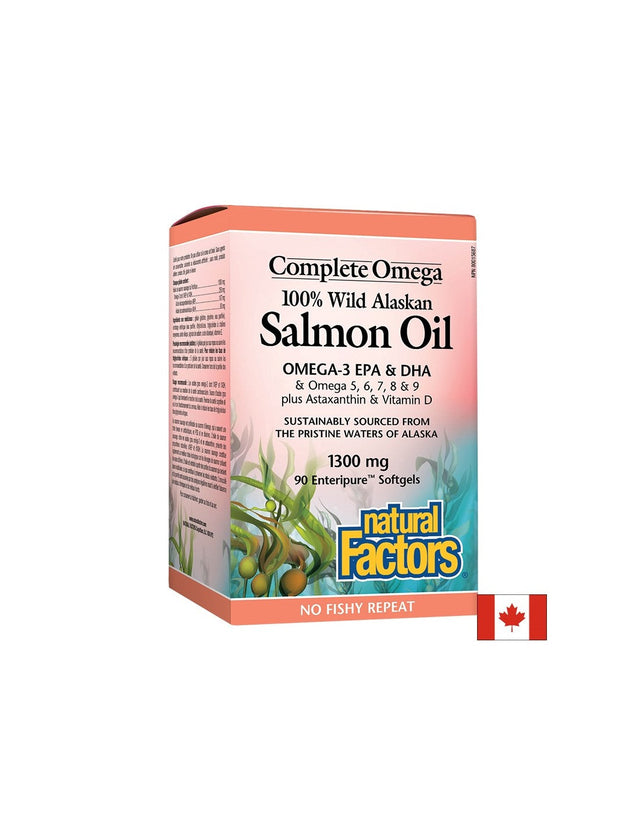 100% Wild Alaskan Salmon Oil Complete Omega - 90 Гел капсули  Natural Factors - Nutra Best Bulgaria