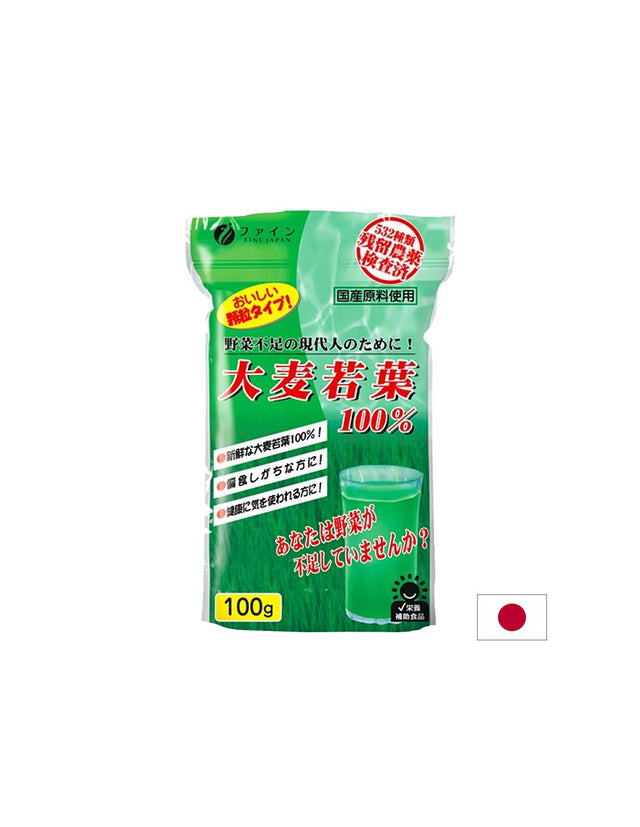 Ечемичена трева - Алкализиране и клетъчно подхранване, 100 g прах  Fine Japan - Nutra Best Bulgaria