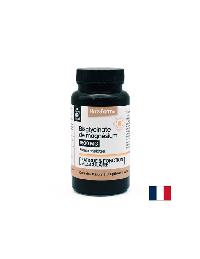 Мускулна, сърдечна и нервна система - Магнезий (бисглицинат), 100 mg х 90 капсули  Nat&Form - Nutra Best Bulgaria