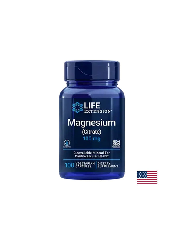 Нервна и мускулна функция - Магнезий (цитрат), 100 mg x 100 капсули  Life Extension - Nutra Best Bulgaria