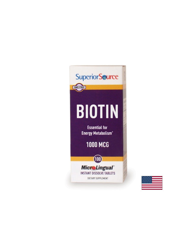 Биотин - Коса и кожа, 1000 mg х 100 сублингвални таблетки Superior Source  Superior Source - Nutra Best Bulgaria