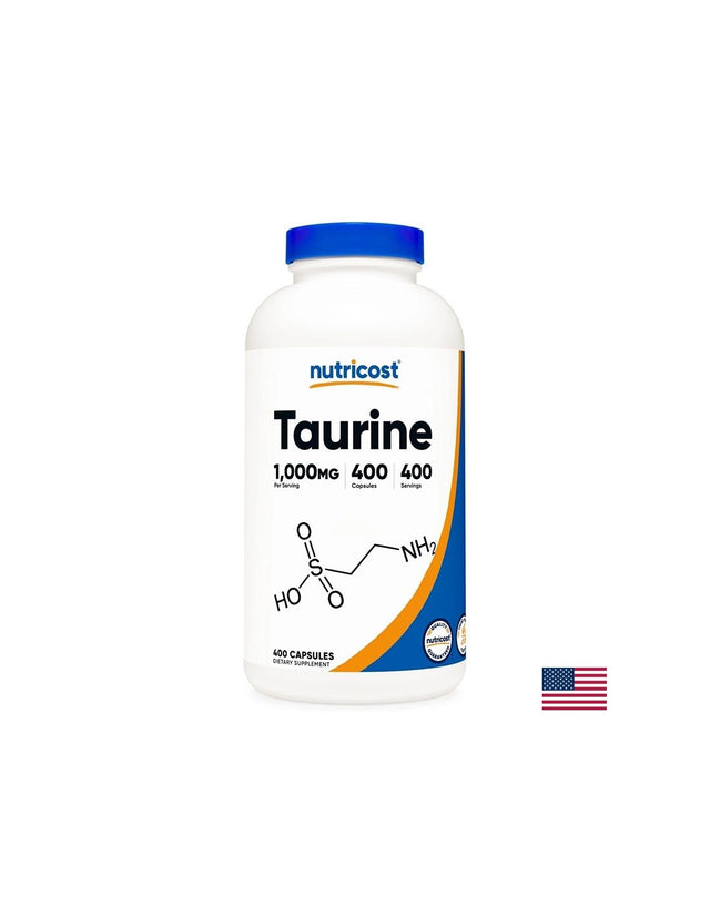 Нервна и мозъчна функция - Таурин, 1000 mg/ 400 капсули  Nutricost - Nutra Best Bulgaria