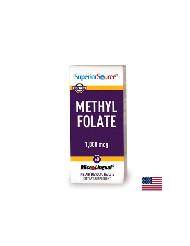 Метилфолат (метилирана фолиева киселина), 1000 mg х 60 сублингвални таблетки Superior Source  Superior Source - Nutra Best Bulgaria