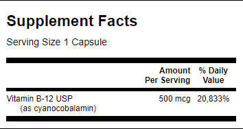 Vitamin B-12 500 mcg - 100 капсули - Nutra Best