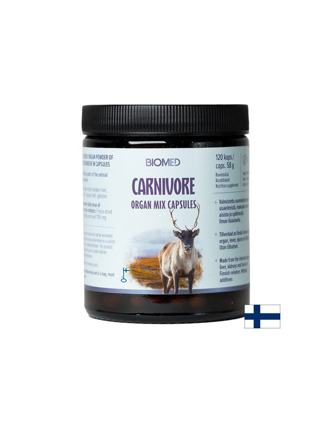 Лиофилизиран черен дроб, бъбрек и сърце от финландски северен елен, 120 капсули  Biomed - Nutra Best Bulgaria