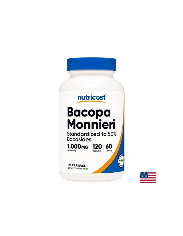 Подпомага мозъчната функция - Бакопа Мониери, 120 капсули  Nutricost - Nutra Best Bulgaria