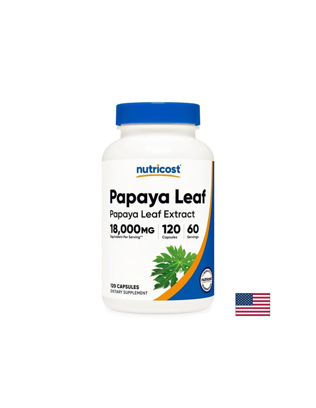 Папая (лист) – Подуване и храносмилателен дискомфорт, 1200 mg, 120 капсули  Nutricost - Nutra Best Bulgaria