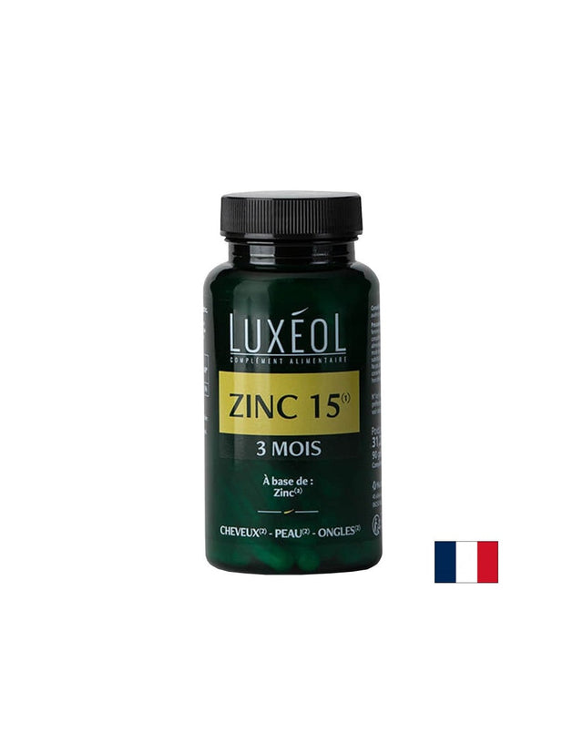 Цинк (цитрат) за имунитет, коса и кожа, 15 mg х 90 капсули  Luxéol - Nutra Best Bulgaria