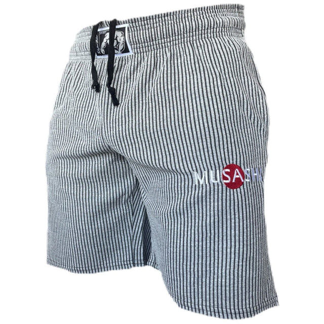 Спортни къси панталони - Сиви райе / Training Shorts - Grey - Nutra Best Bulgaria