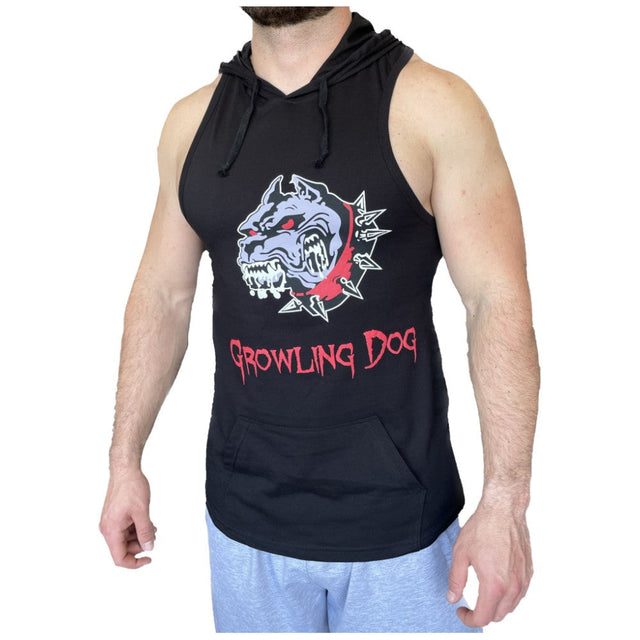 Потник Growling Dog с качулка - Черен / Tank Top Growling Dog with Hoodie - Black - Nutra Best Bulgaria
