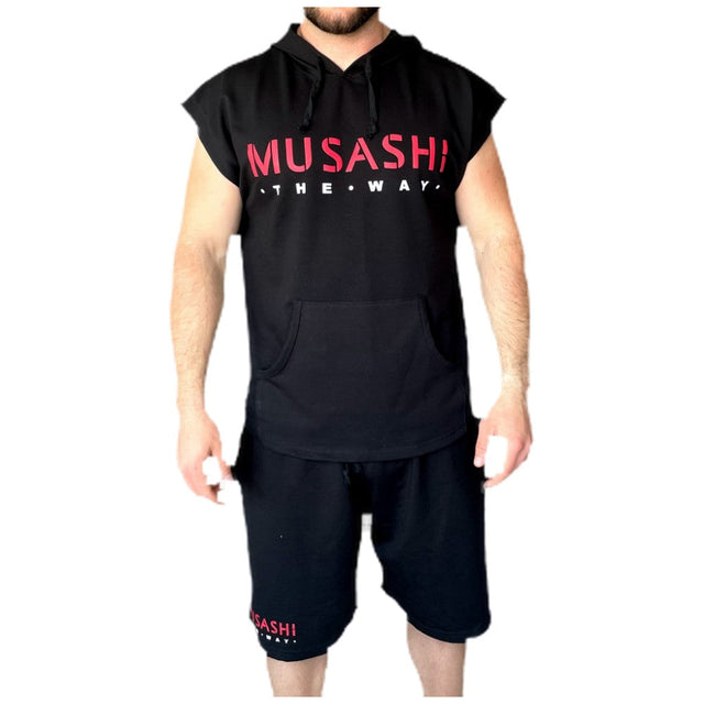 Комплект къси панталони и потник с качулка - Черен / Tank Top Hoodie and Shorts Set - Black - Nutra Best Bulgaria